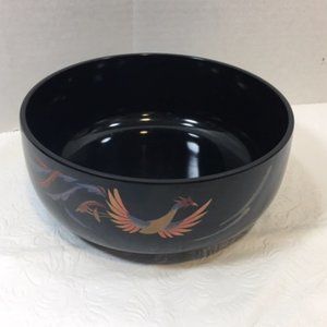 Vintage Black Japanese Lacquerware Bowl Designed by Yamamoto Kansai 7.25”